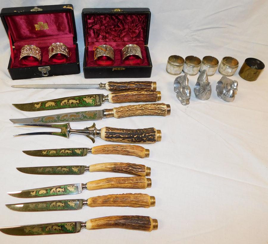 Lot Silver Plate & Aluminum Items - Carving Set (1 of 4)