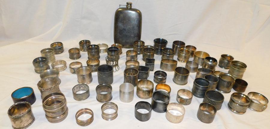 Lot Silver Plate Napkin Rings - SP Flask (1 of 5)
