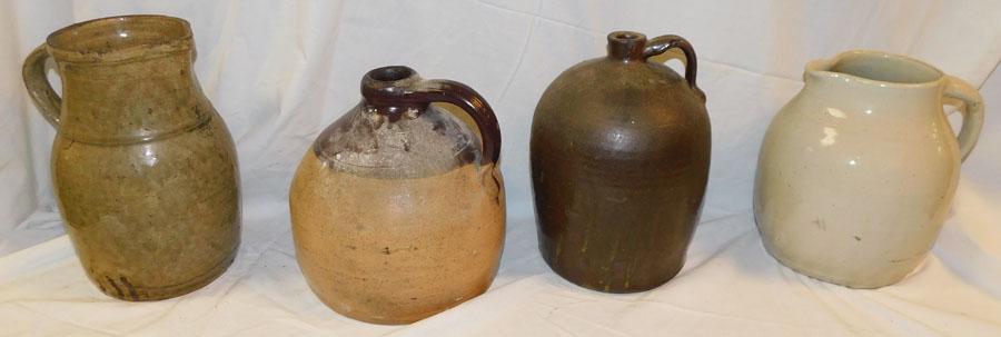 Lot Ironstone Whiskey Jugs - 2 Pottery Pitchers (1 of 5)