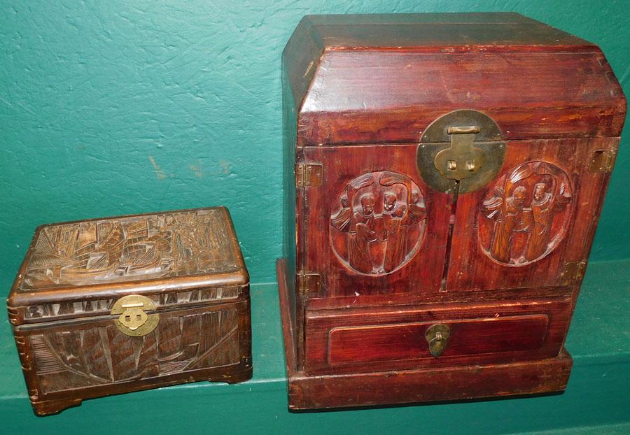 Carved Oriental Camphor Wood Box & Lift Top Cabinet (1 of 6)