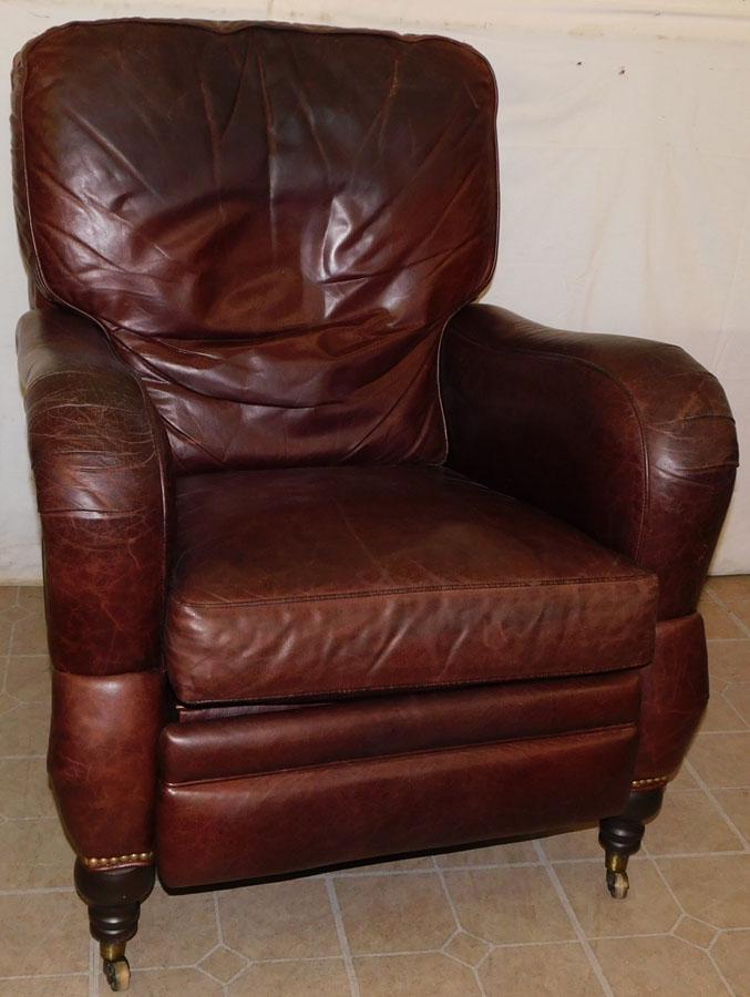 Signed Craftique Leather Recliner: Signed Craftique Leather Recliner. 41" H