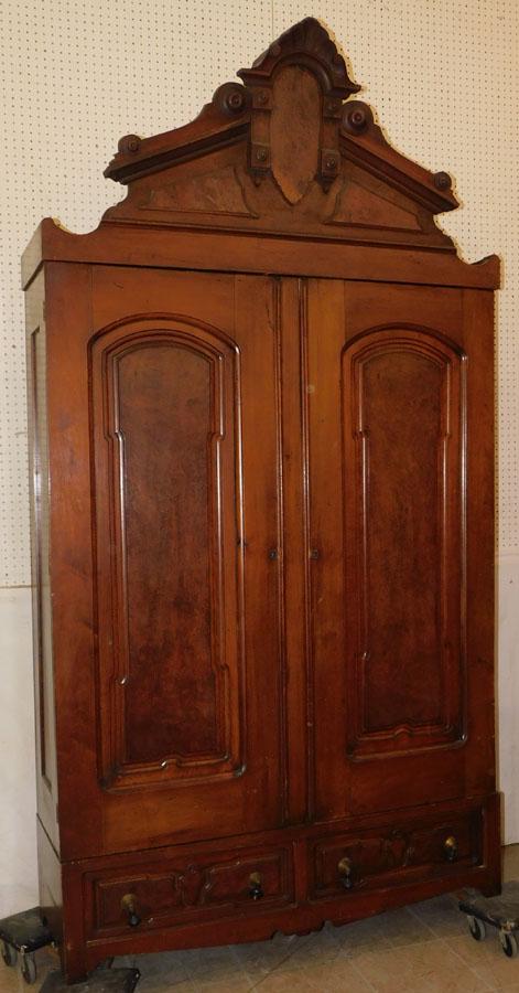 Walnut Victorian 2 Door Armoire (1 of 6)