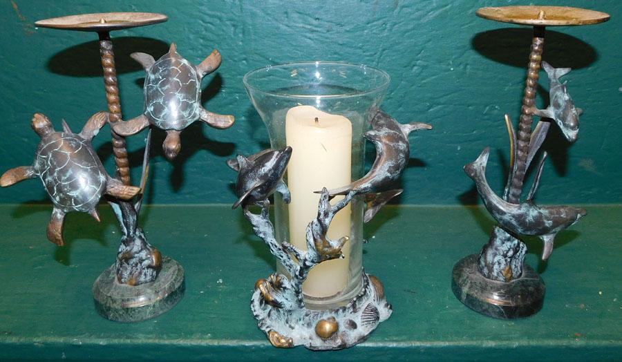 3 Brass or Bronze Candleholders (1 of 2)
