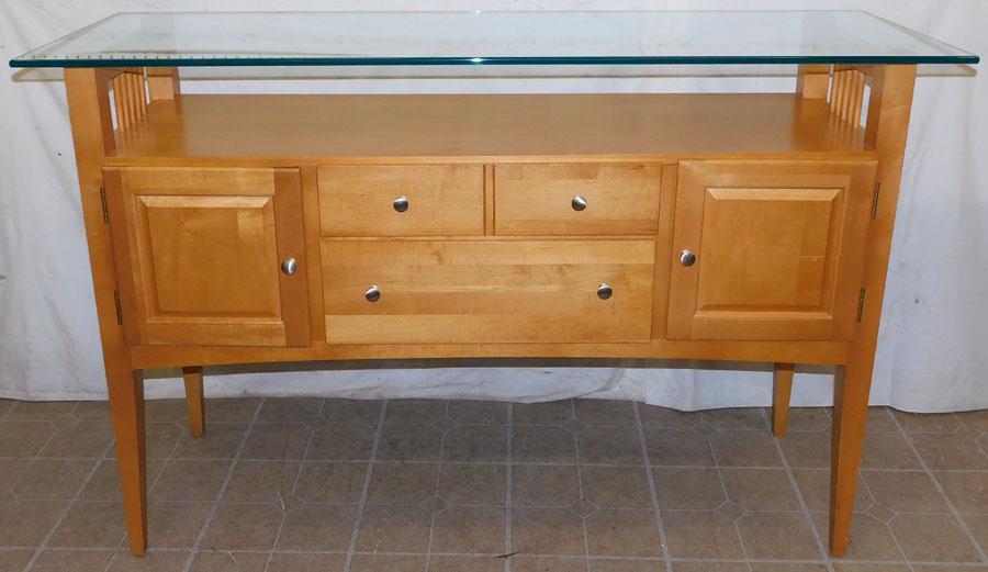 Modern Maple Sideboard with Glass Top by Stanley (1 of 9)