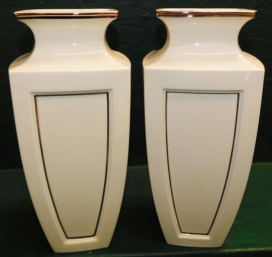 Pair of Lenox Porcelain Vases: Pair of Lenox Porcelain Vases. 10 1/2" H
