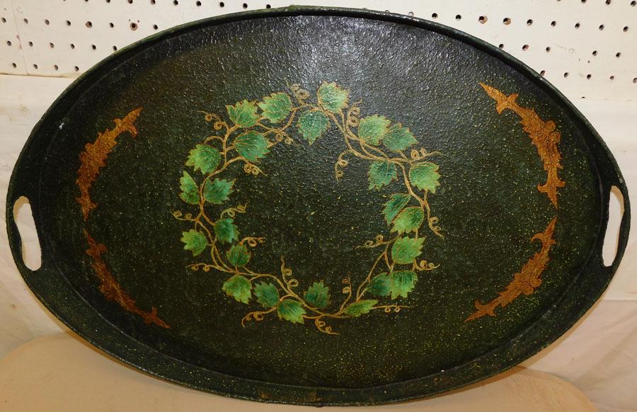 Tole Paint Decorated Oval Gallery Tray (1 of 3)