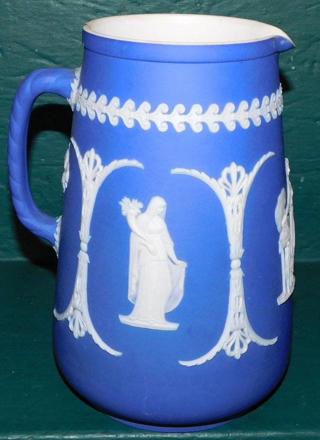 19th C Dark Blue Wedgwood Water Pitcher (1 of 4)