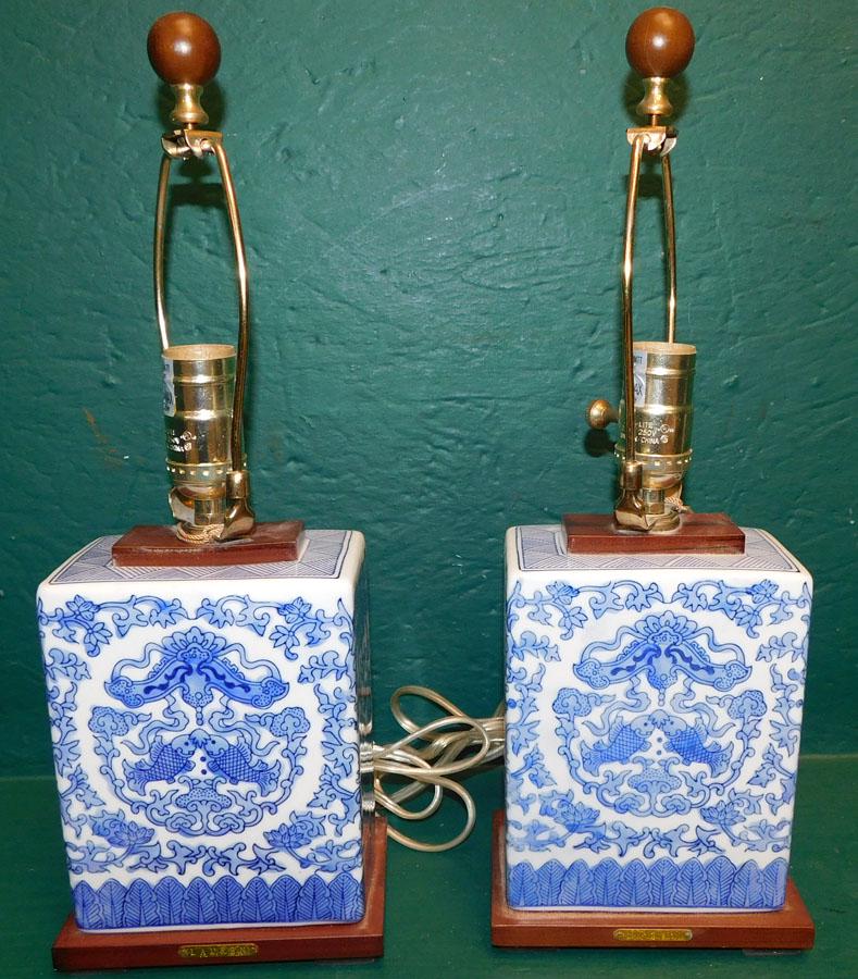 Pair of Porcelain Blue & White Lamps by Ralph Lauren (1 of 3)