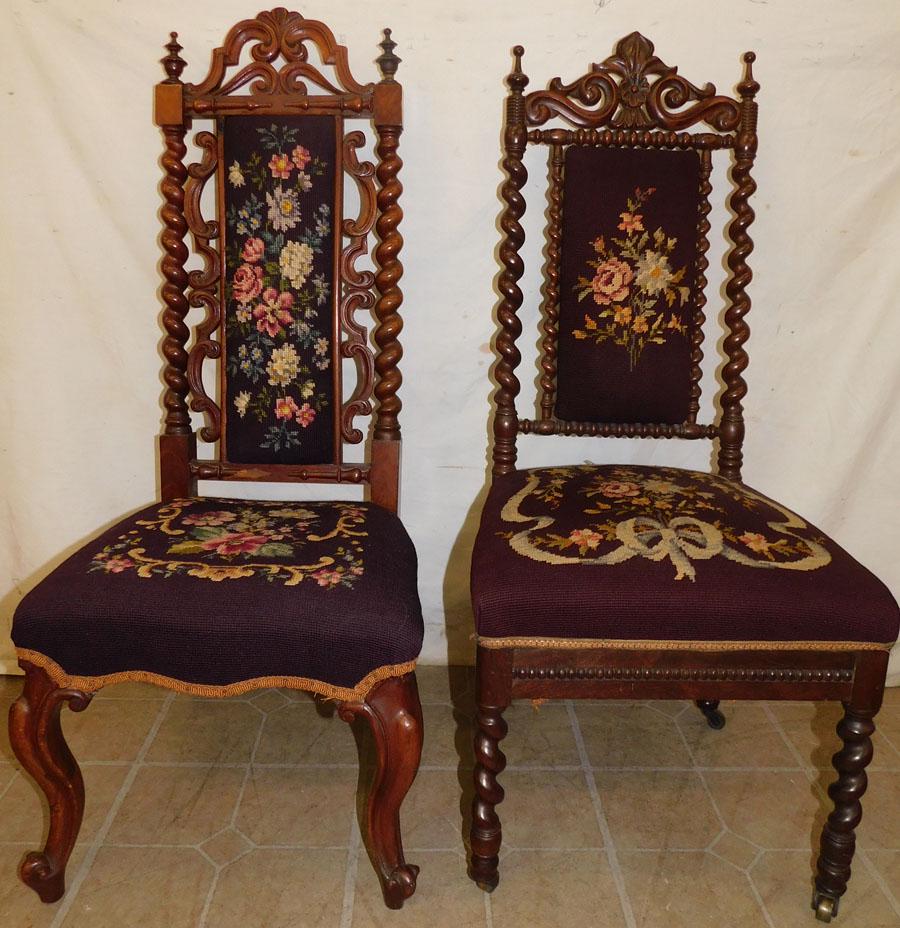 Victorian Barley Twist Needlepoint Slipper Chairs (1 of 5)