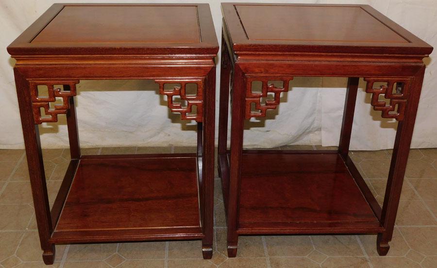 Pair of Rosewood Oriental End Tables (1 of 4)