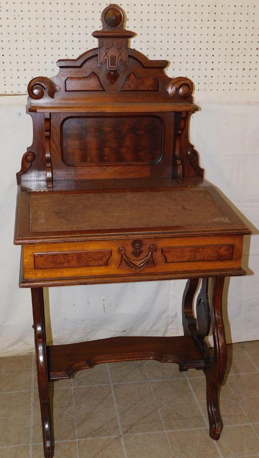 Walnut Victorian Ladies Lift Top Desk, (W.J. Heney & (1 of 7)
