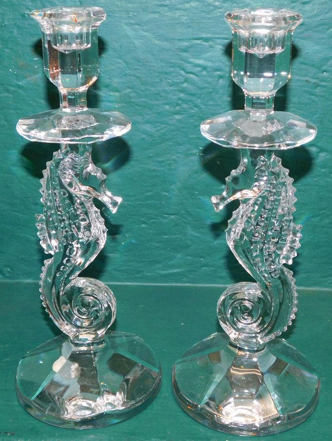 Pair of Signed Waterford Crystal Sea Horse Candlesticks (1 of 3)