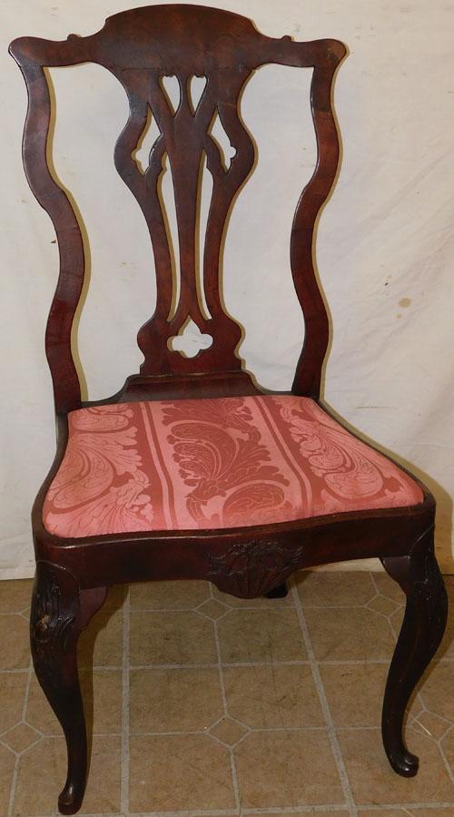 19th C Burl Walnut Queen Anne Side Chair (1 of 6)