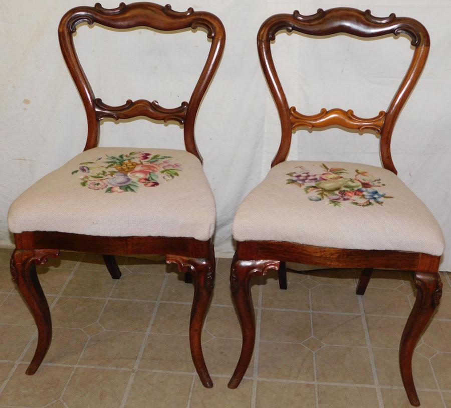 Pr Rosewood Victorian Side Chairs with Needlepoint (1 of 4)