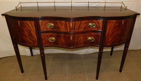 Mah Inlaid Henkel Harris Serpentine Front Sideboard