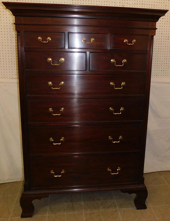 Mahogany 3/2/4 New Market Tall Chest by Henkel Harris: Mahogany 3/2/4 New Market Tall Chest by Henkel Harris. 45" W 24 1/4" D 65 1/2" H