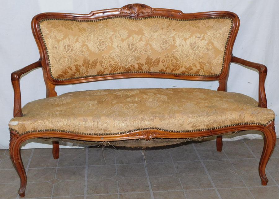 Cherry Louis XV Style Settee: Cherry Louis XV Style Settee . 47 1/4" W 19" D 31" H