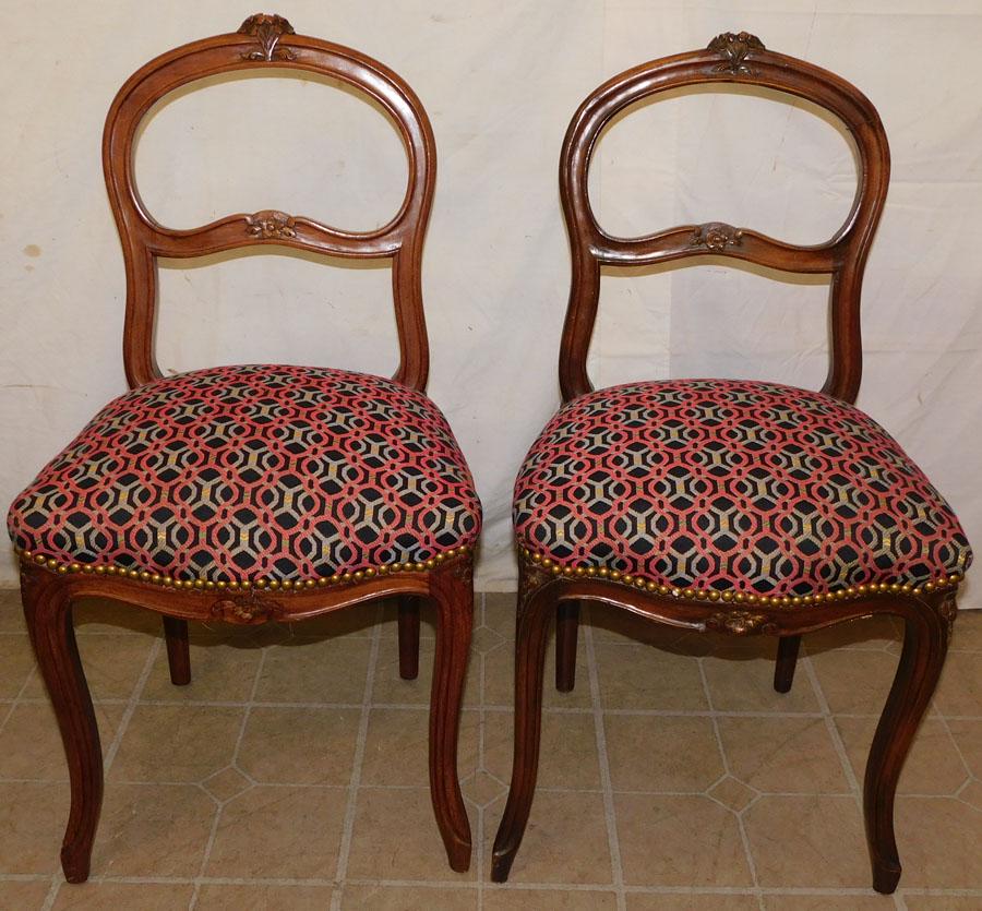Pair of Carved Walnut French Side Chairs (1 of 3)
