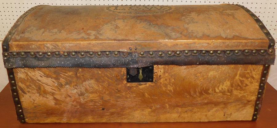 Antique Hyde Covered Trunk, (Boston, MA Label) (1 of 6)
