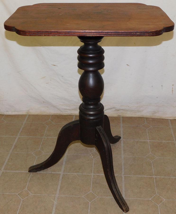 19th C Walnut Shaped Tilt Top Candlestand (1 of 3)