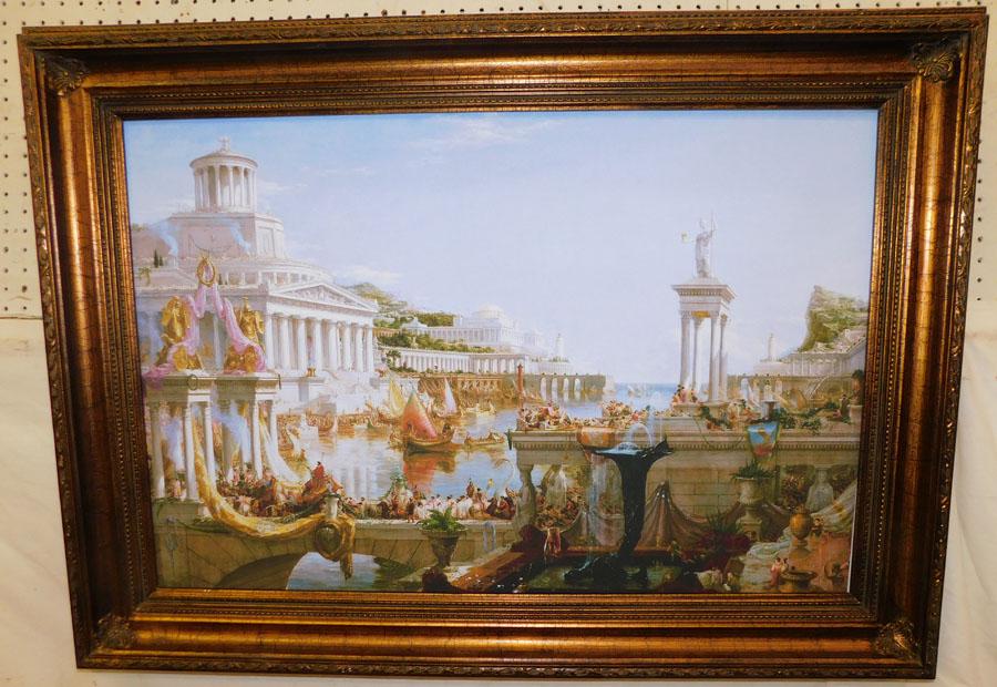 Ornate Frame Print Laid on Canvas of a Roman Scene (1 of 6)