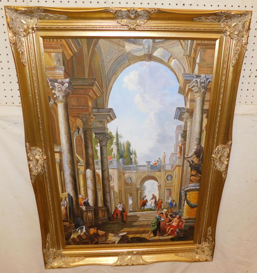 Oil On Canvas Roman Street Scene Signed R Percey (1 of 4)