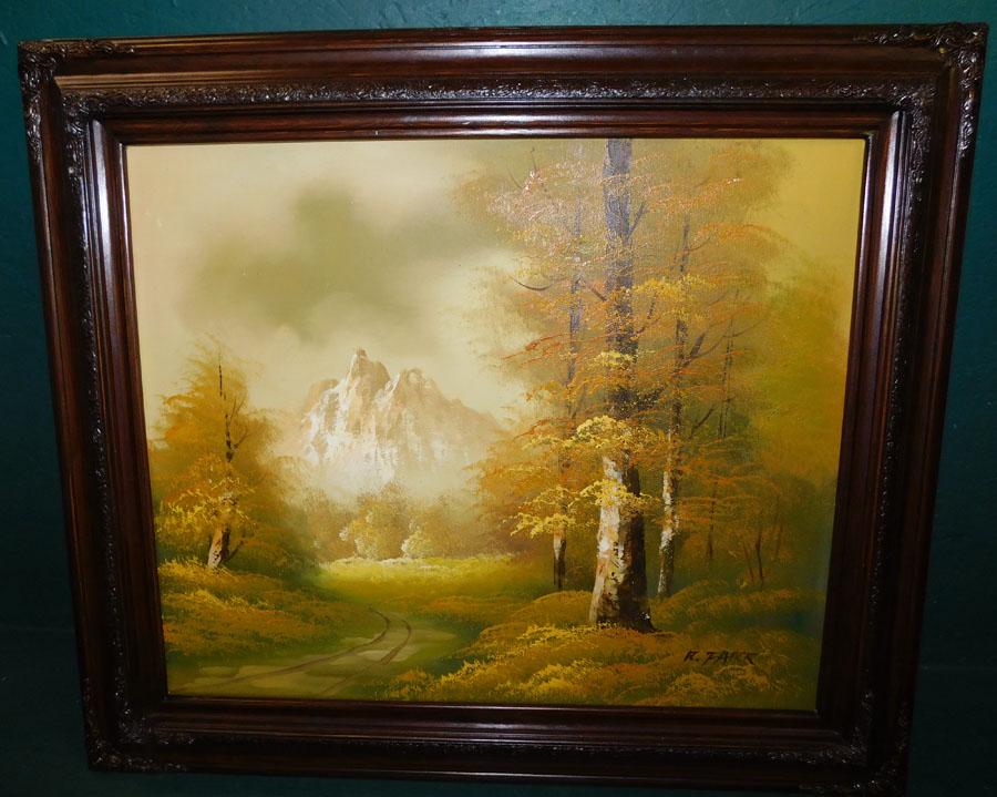 Oil On Canvas of Mountain Scene Signed R Farr (1 of 5)