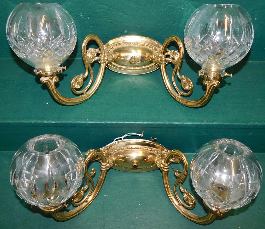 Pair of Brass & Signed Waterford Crystal Sconces (1 of 4)