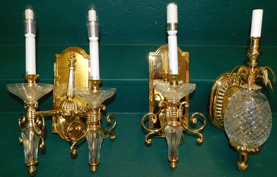 3 Brass & Signed Waterford Crystal Sconces (1 of 3)