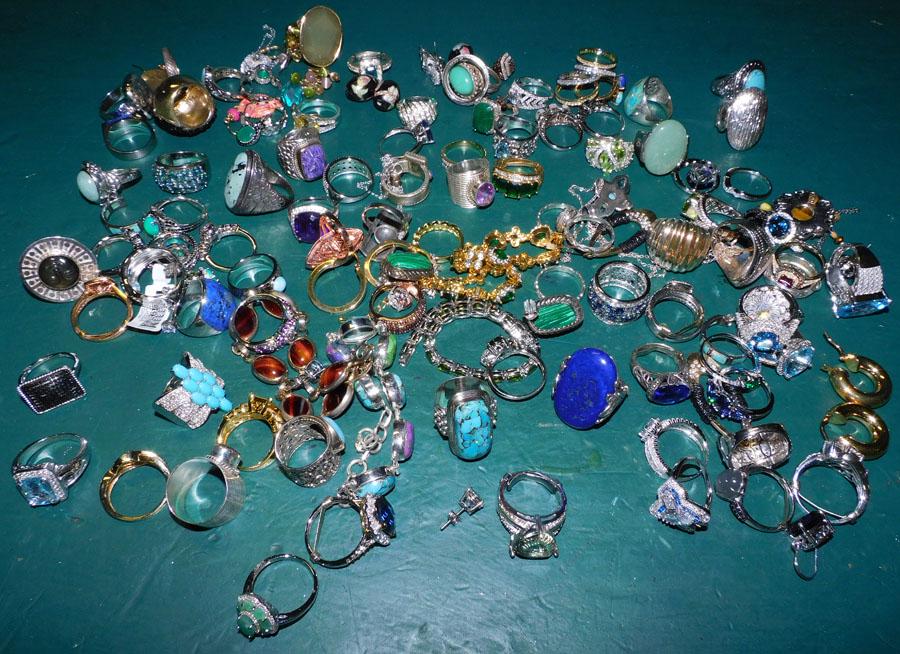 Lot of Jewelry with Various Stones, (Some Marked 925) (1 of 6)
