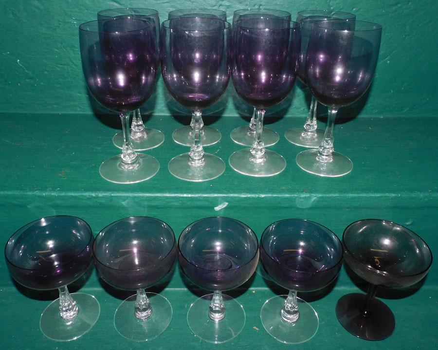 Lot of Amethyst Stemware Signed Fostoria (1 of 4)