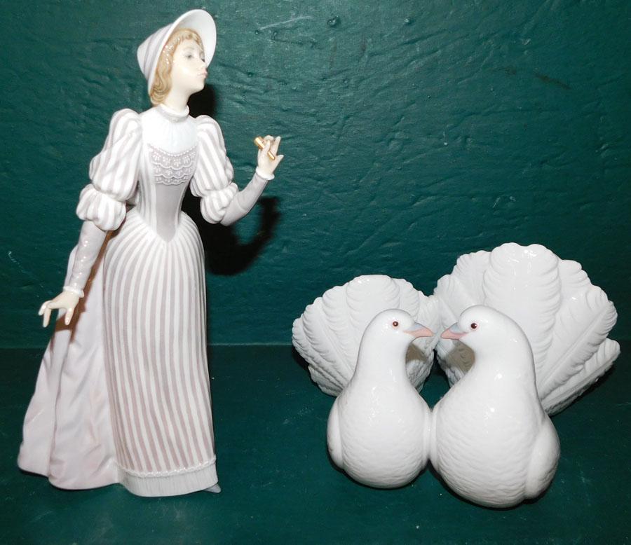 Lladro Doves & Figure Of Lady (1 of 5)