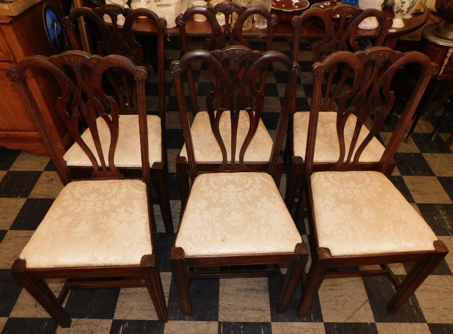 Set 6 Walnut Carved Chippendale Style Dining Chairs (1 of 4)