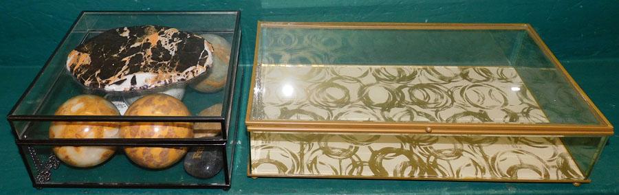 Two Glass & Metal Boxes & Marble Balls (1 of 3)