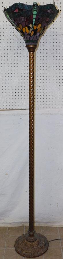 Dragonfly Leaded Glass Shade Metal Floor Lamp (1 of 2)