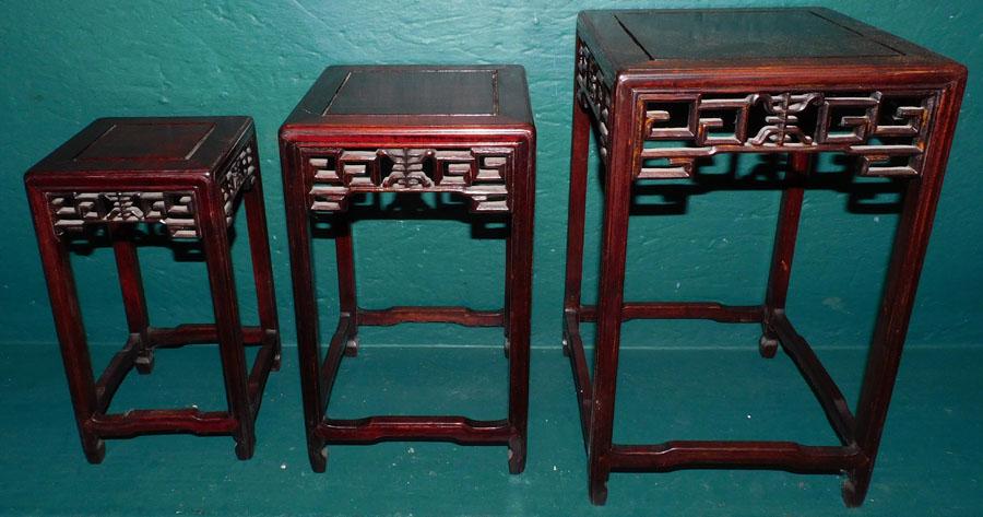 Three Oriental Rosewood Carved Nesting Stands (1 of 2)