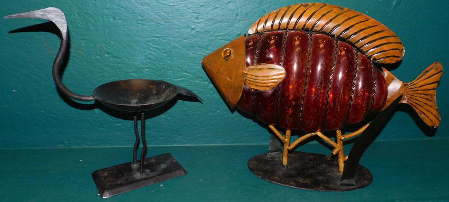 Metal Candle Holder & Decorative Glass & Metal Fish (1 of 1)