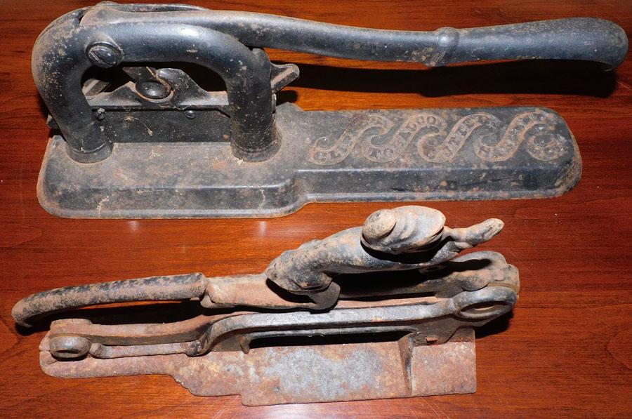 Two Cast Iron Tobacco Cutters (1 of 2)