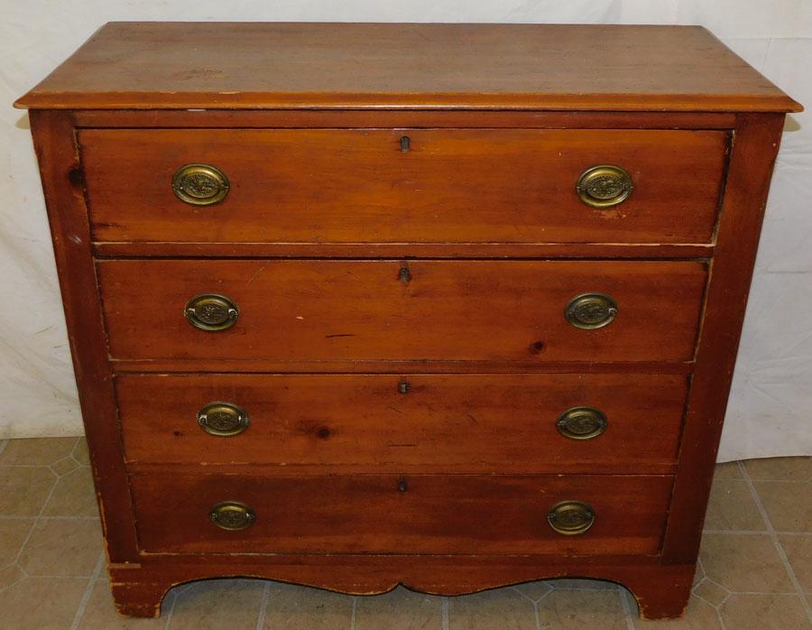 Antique Pine 4 Drawer Cottage Chest (1 of 3)