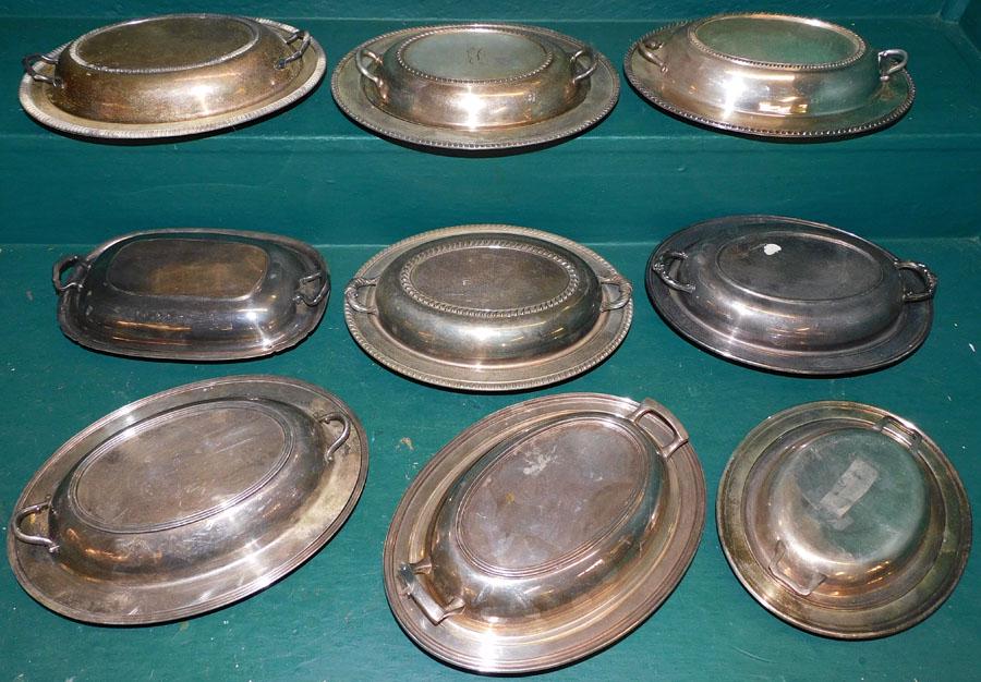 Lot 9 Silver Plate Covered Dishes (1 of 5)