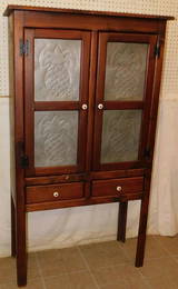 Cabinet Made Pine Tin Punch Pie Safe W/ Two Drawers