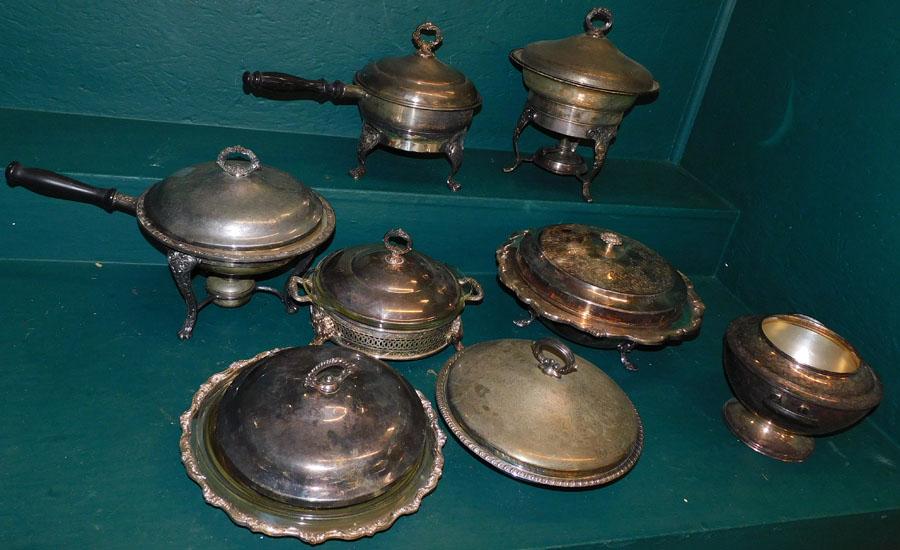 Lot 8 Silver Plate Covered Dishes (1 of 5)