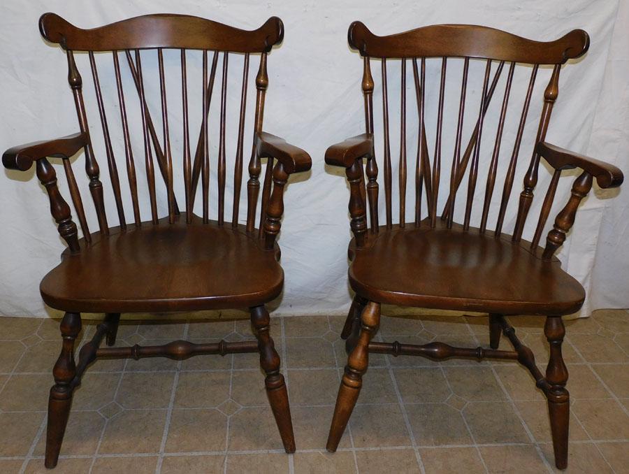 Pr Cherry Windsor Style Arm Chairs By Temple Stewart (1 of 4)
