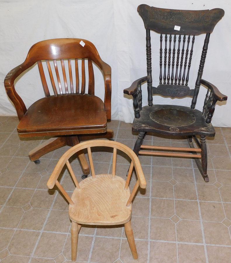 Oak Pressed Back Rocker - Desk Chair- Childs Chair (1 of 5)