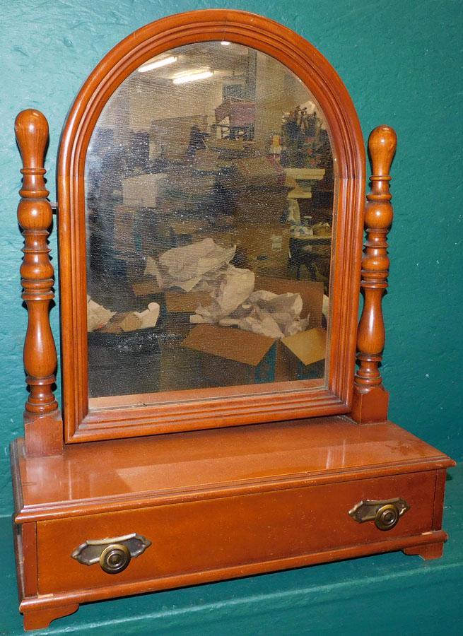 Cherry Shaving Mirror W/ Drawer (1 of 2)