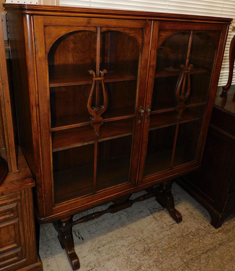 Walnut Two Door Bookcase (1 of 3)
