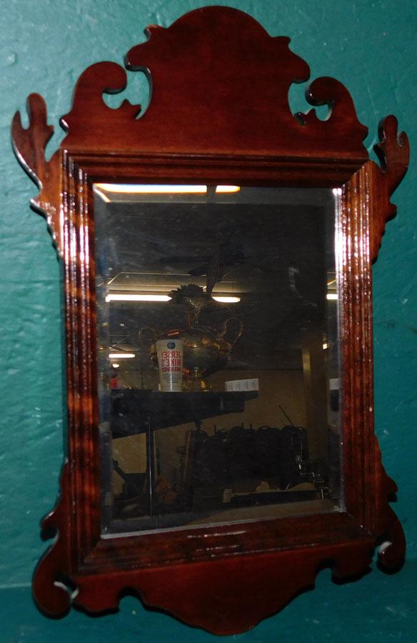 Mahogany Chippendale Style Beveled Mirror (1 of 2)