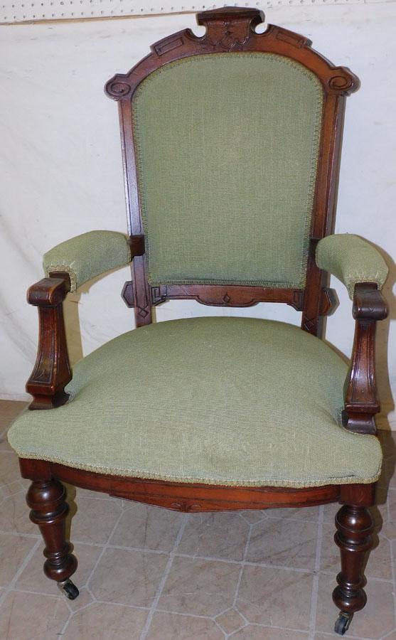 Walnut Victorian Arm Chair: Walnut Victorian Arm Chair. 42" H