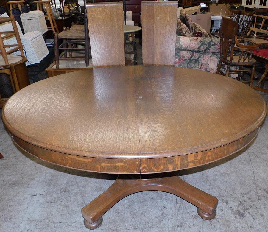 Antique Quarter Saw Oak Dining Table W/ 3 Leaves (1 of 5)