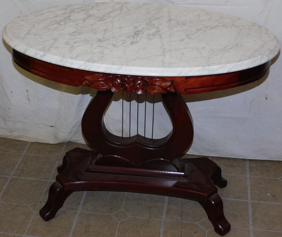 Mahogany Oval Marble Top Center Table (1 of 2)